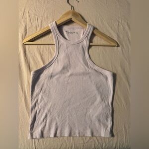 Abercrombie & Fitch Soft AF Rib Cropped Classic Light Purple Tank Top Large